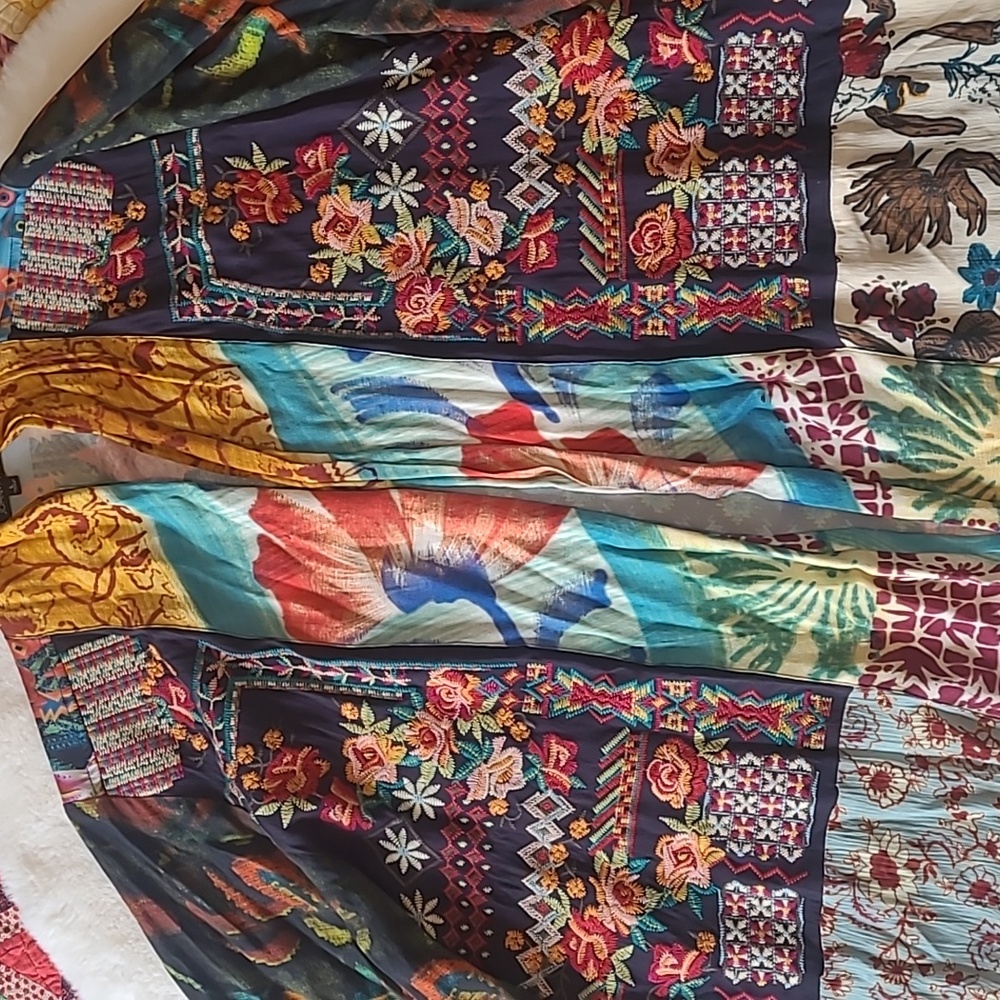 John Mark Multicolor Boho Patchwork Kimono Shrug - Picture 4 of 10